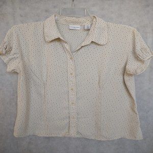 Covington Womens Ruffled Puff Sleeve Button Blouse Size Large